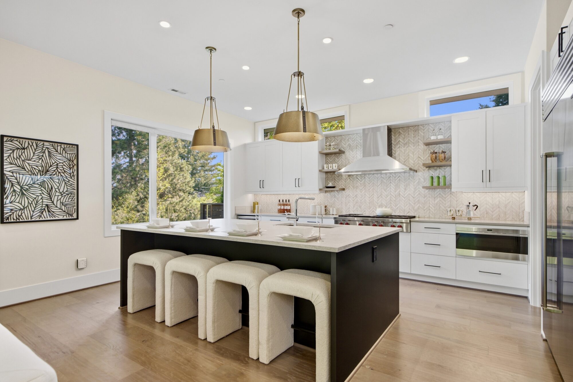 Chef's kitchen with island seating