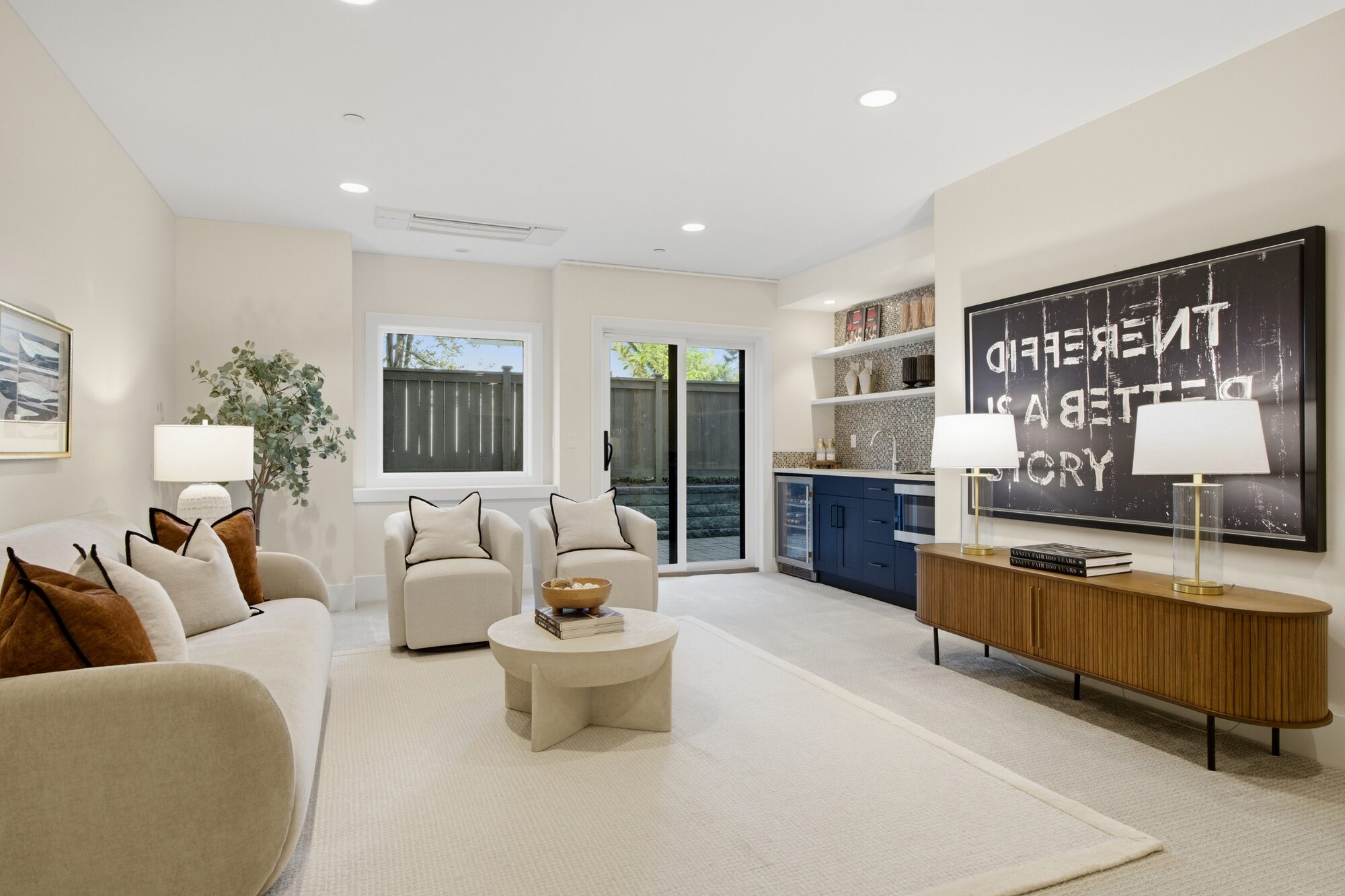 Lower level rec room with kitchenette