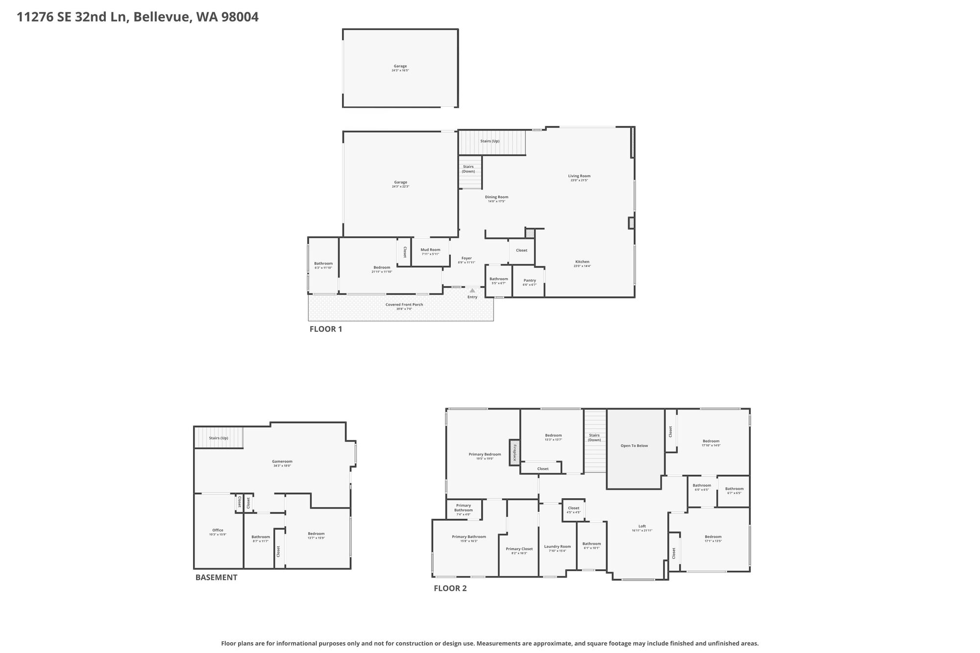 Floor plans for 11276 SE 32nd Lane